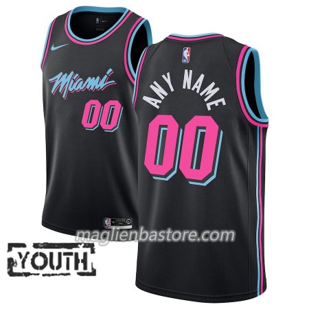 Maglia NBA Miami Heat Personalizzate 2018-19 Nike City Edition Nero Swingman - Bambino